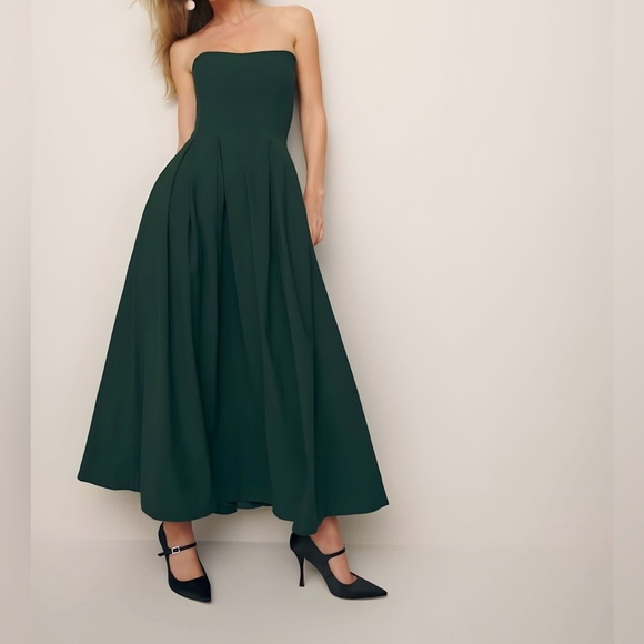 NWT Reformation Tylynn Strapless Dress in Forest Green | Size 2 - Picture 5 of 12